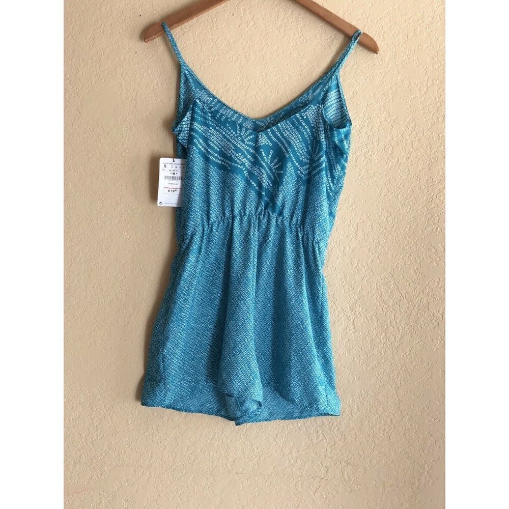 Zara Women Green Printed Casual Lightweight Strappy Romper Size S - Picture 6 of 8